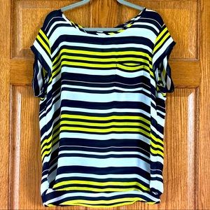 Ann Taylor Semi-Sheer Bright & Bold Striped Top XL